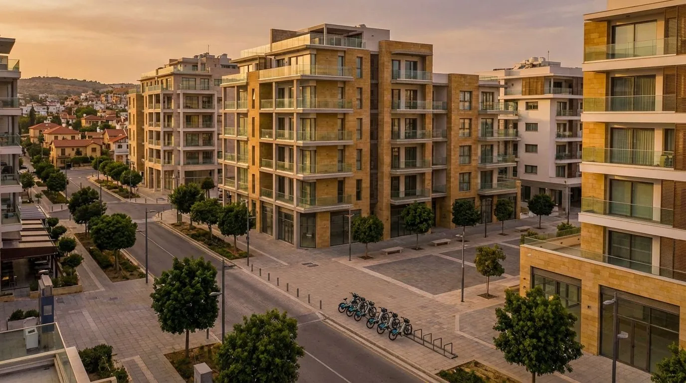 Modern mixed-use buildings in Cyprus illustrating planning regularisation and legal title reform