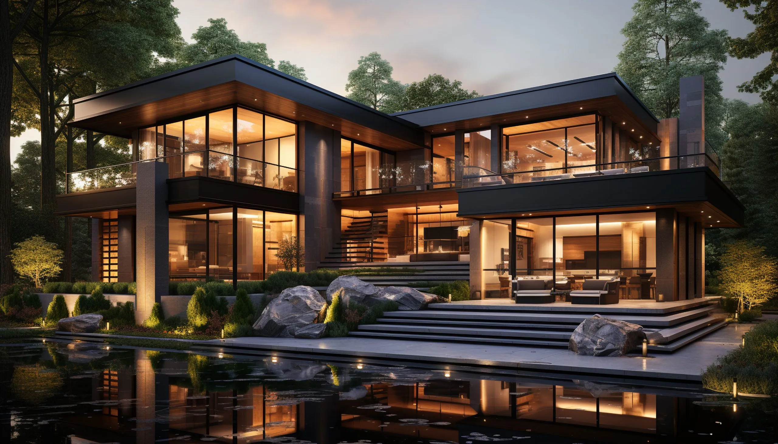 Smart Home Technology in Luxury Real Estate Modern luxury apartment interior with high-end furnishings